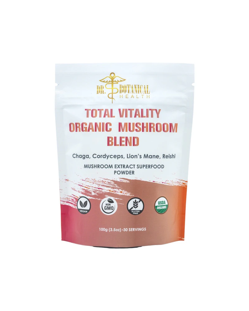 Dr. Botanical Health Total Vitality Organic Mushroom Blend Powder -- 3.5 oz