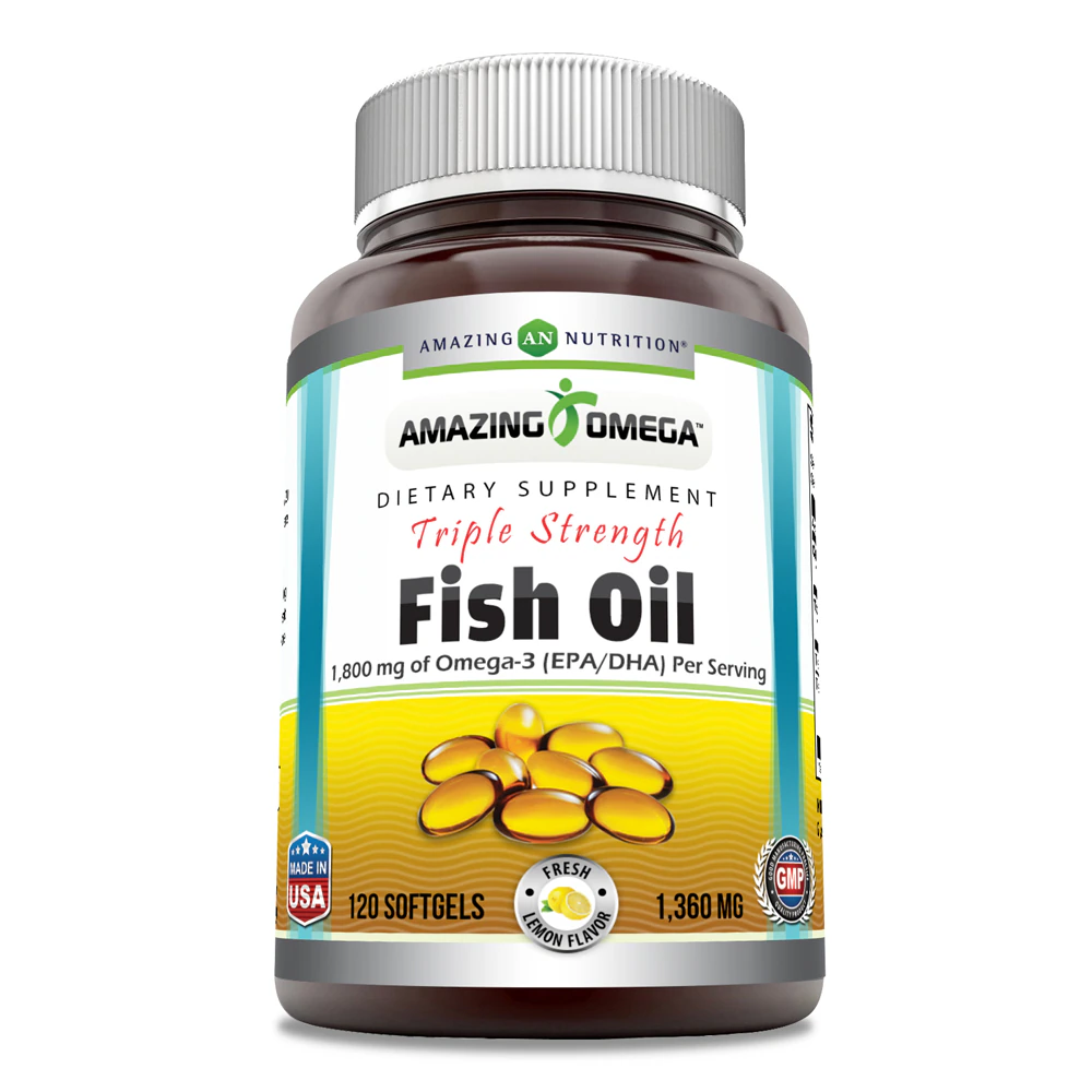 Amazing Nutrition Amazing Omega - Triple Strength Fish Oil Lemon -- 1360 mg - 120 Softgels