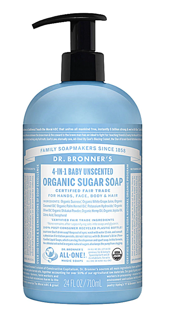 Dr. Bronner's Organic 4-in-1 Pump Soap Sugar Baby Unscented -- 24 fl oz