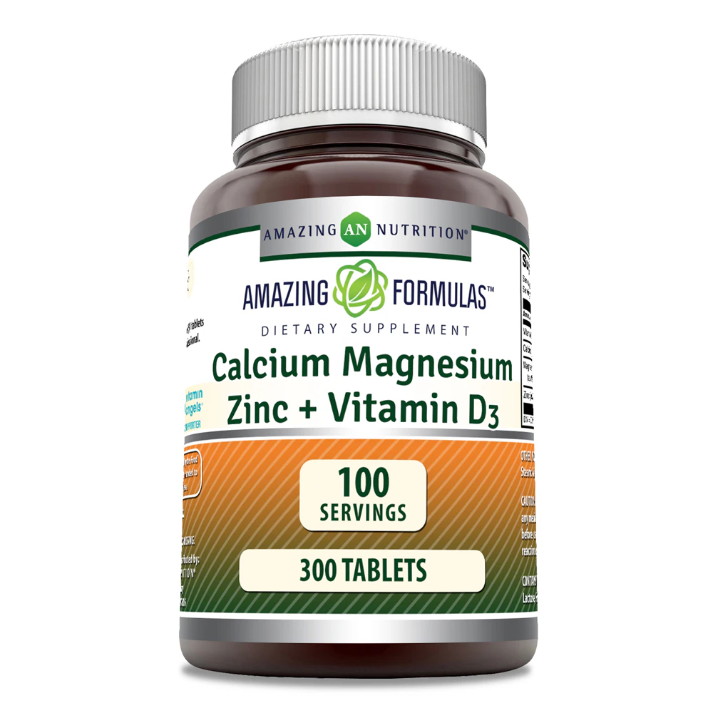 Amazing Nutrition Calcium Magnesium Zinc + Vitamin D3 -- 300 Tablets