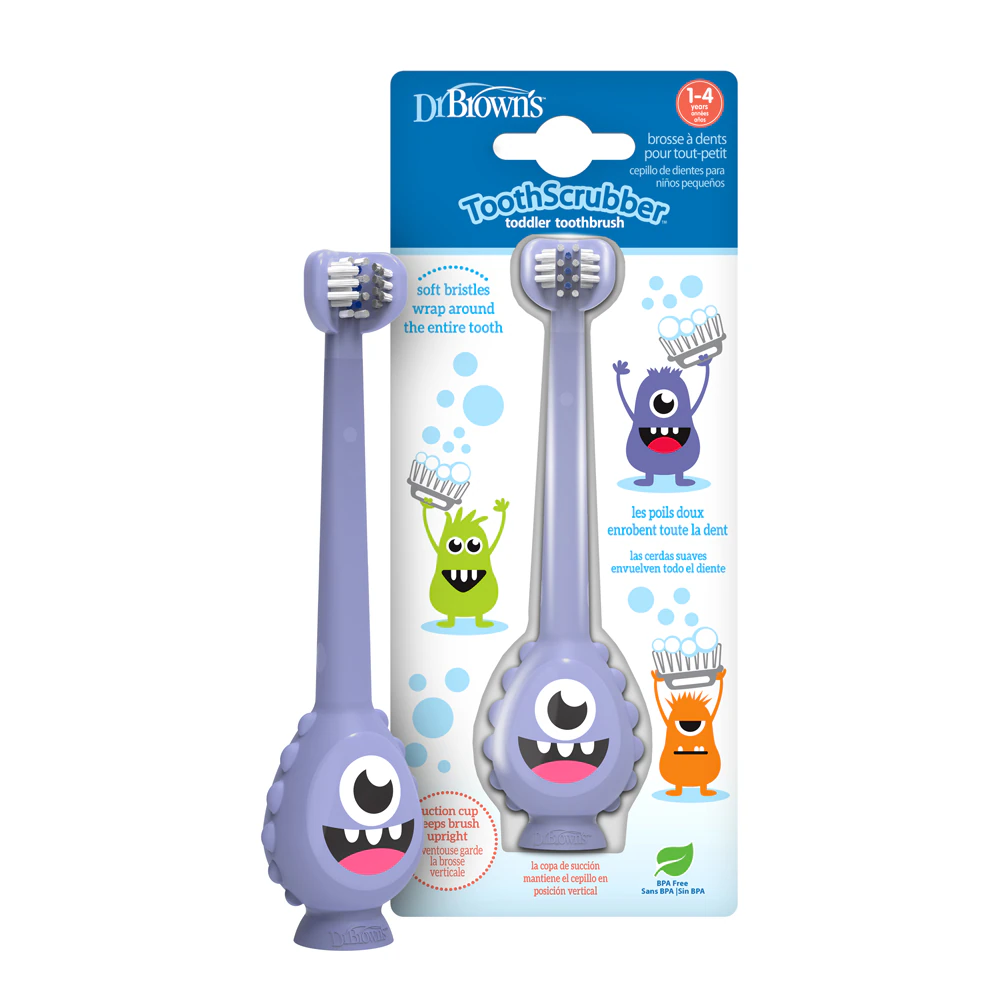 Dr. Brown's ToothScrubber Toddler Toothbrush Purple Monster 1-4 Years BPA Free -- 1 Toothbrush