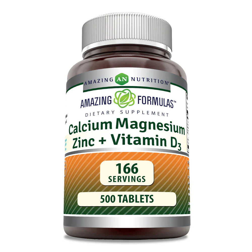 Amazing Nutrition Calcium Magnesium Zinc + Vitamin D3 -- 500 Tablets