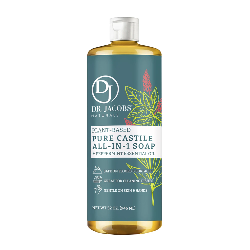 Dr. Jacobs Naturals Pure Castile All-In-1 Soap Peppermint -- 32 fl oz