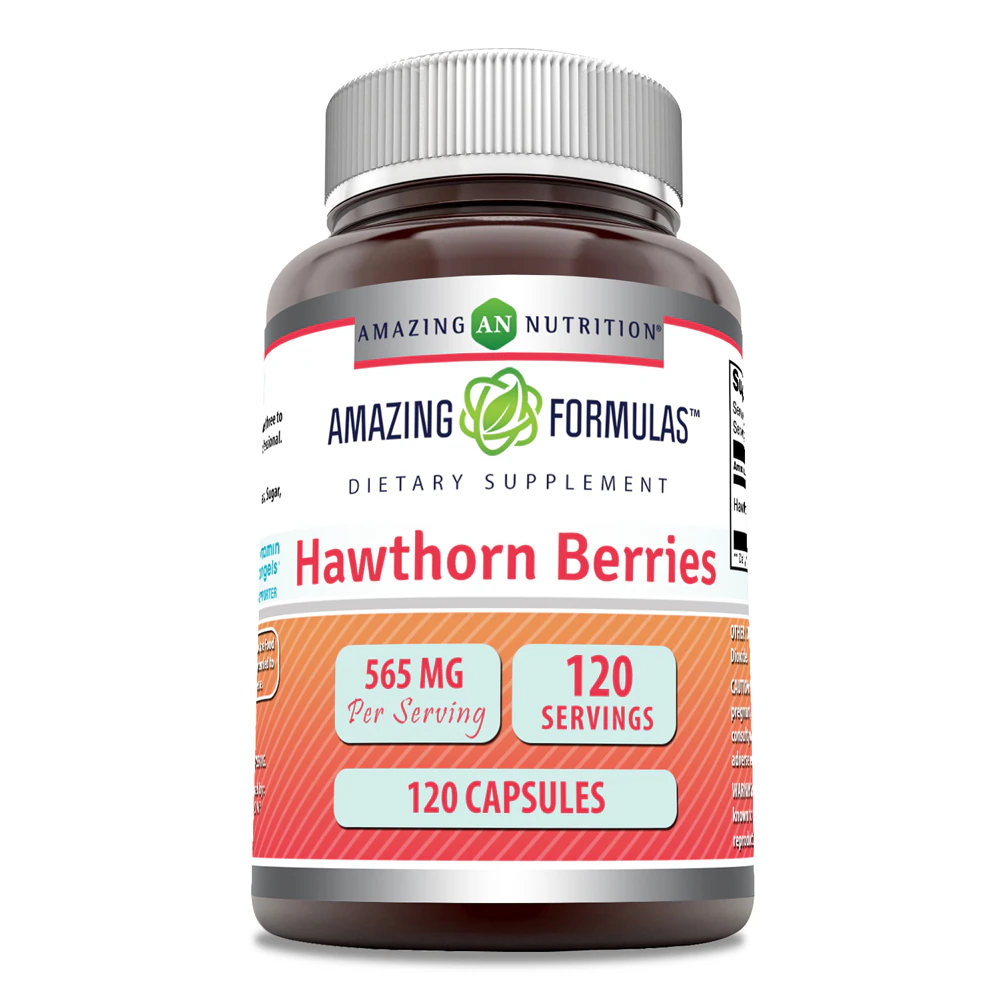 Amazing Nutrition Hawthorn Berries -- 565 mg - 120 Capsules