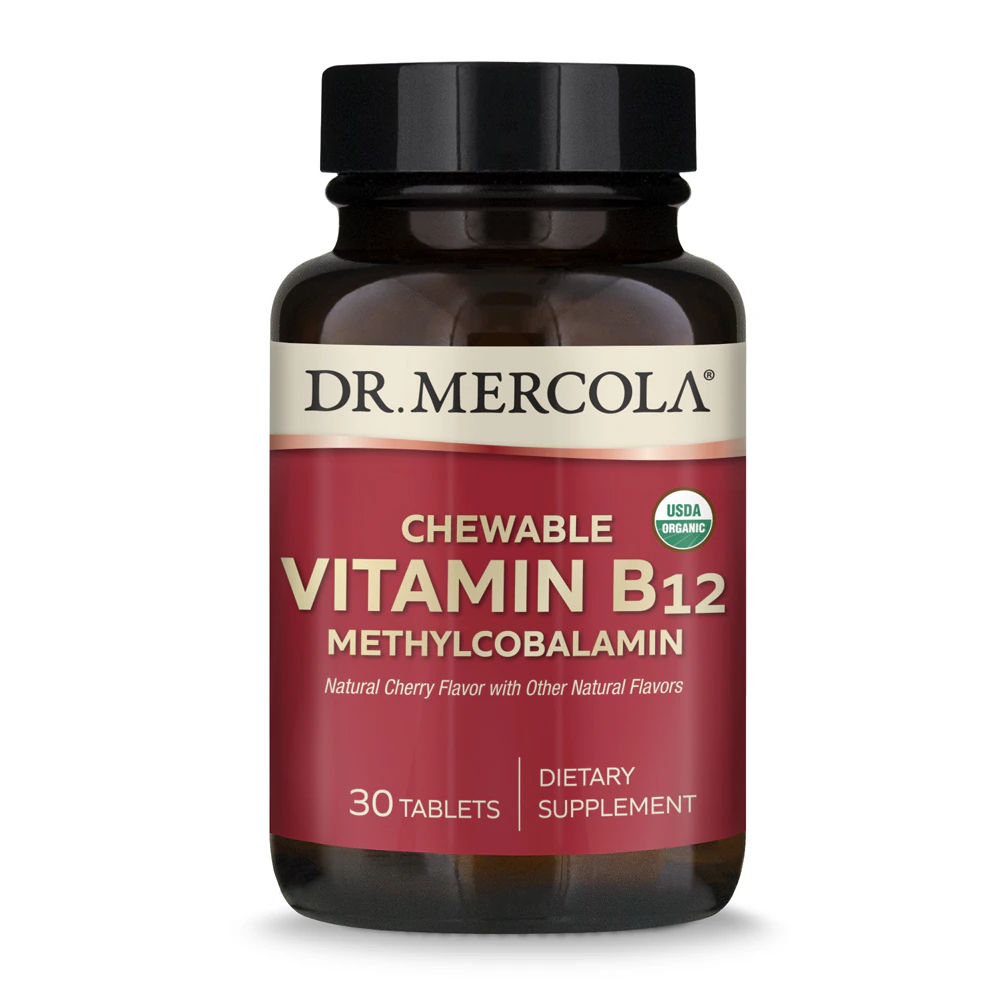 Dr. Mercola Organic Chewable Vitamin B12 Methylcobalamin Mixed Cherry -- 30 Tablets