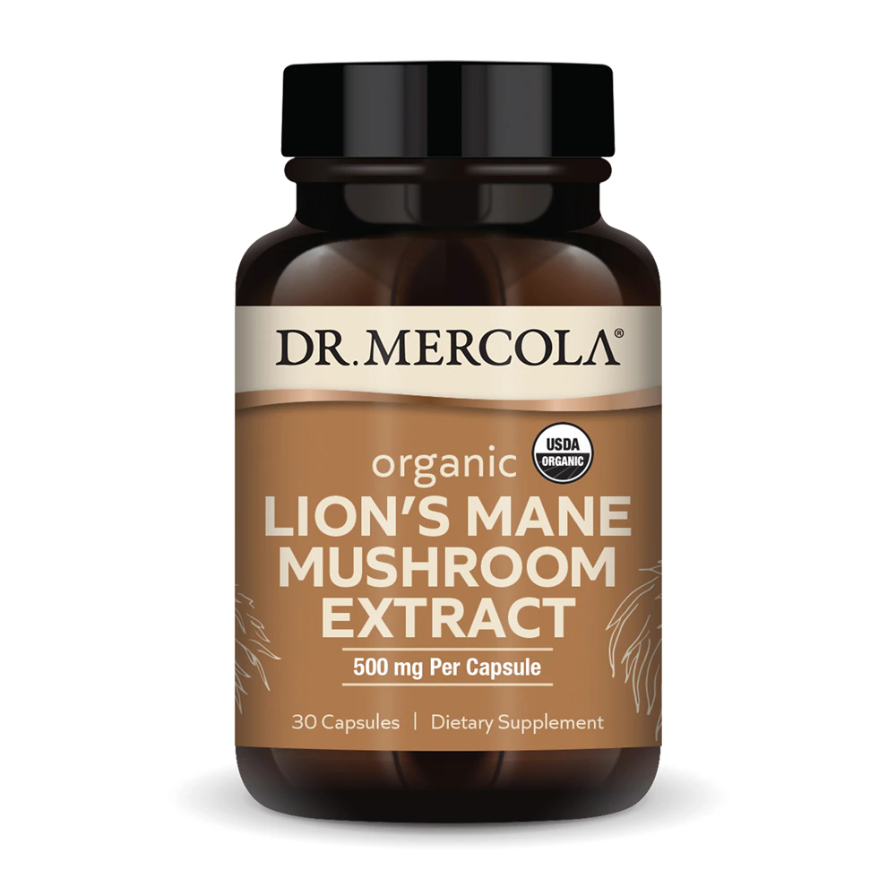 Dr. Mercola Organic Lion's Mane Mushroom Extract -- 500 mg - 30 Capsules