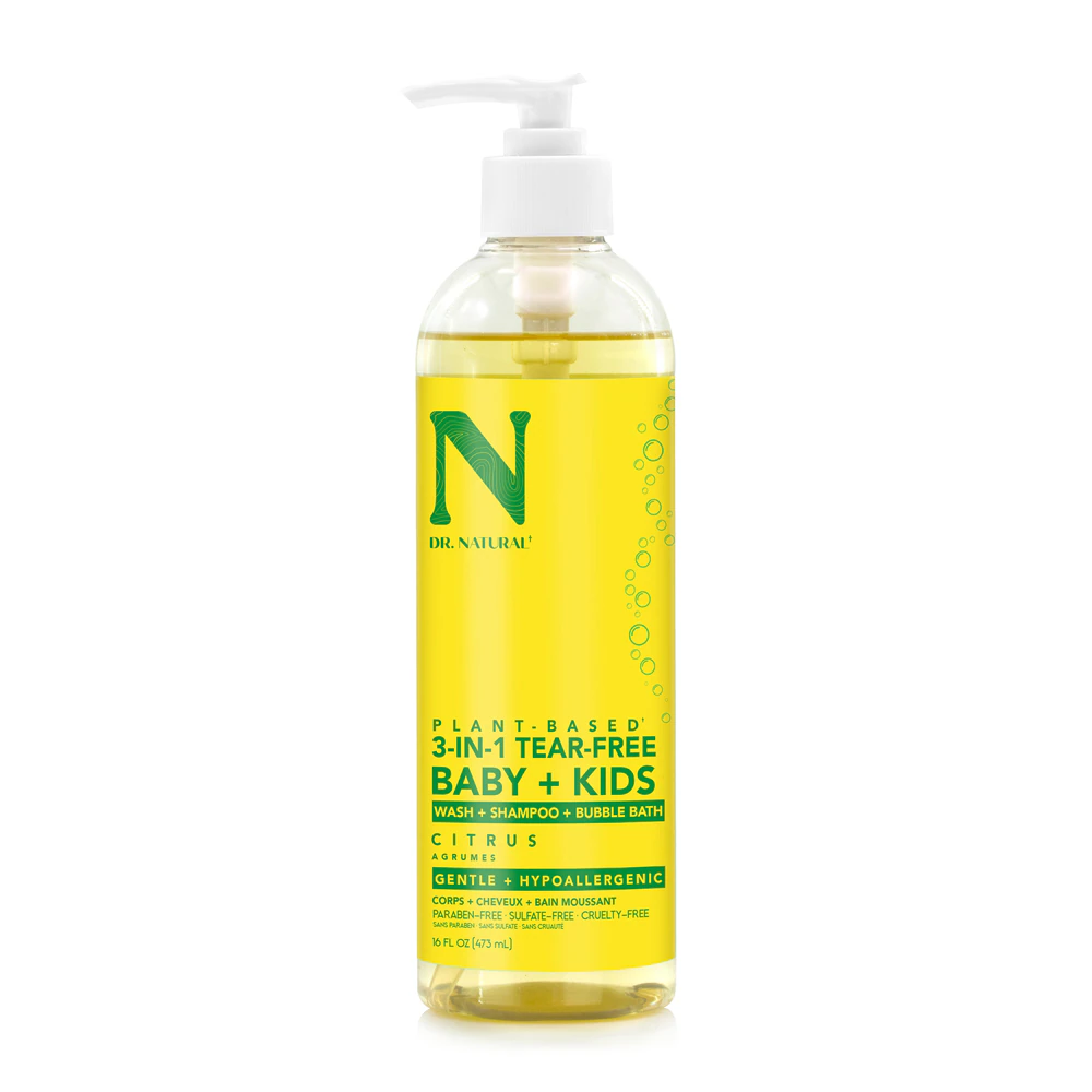 Dr. Natural Baby + Kids 3-in-1 Tear-Free Wash + Shampoo + Bubble Bath - Citrus -- 16 fl oz