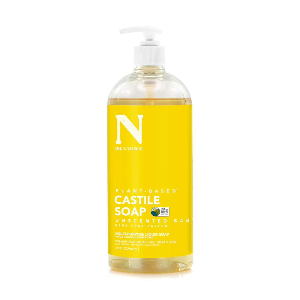Dr. Natural Pure Castile Liquid Soap - Unscented Baby Mild -- 32 fl oz
