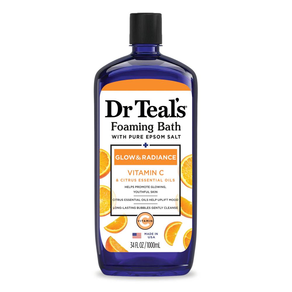 Dr Teal's Foaming Bath with Pure Epsom Salt- Glow & Radiance Vitamin C Citrus -- 34 fl oz