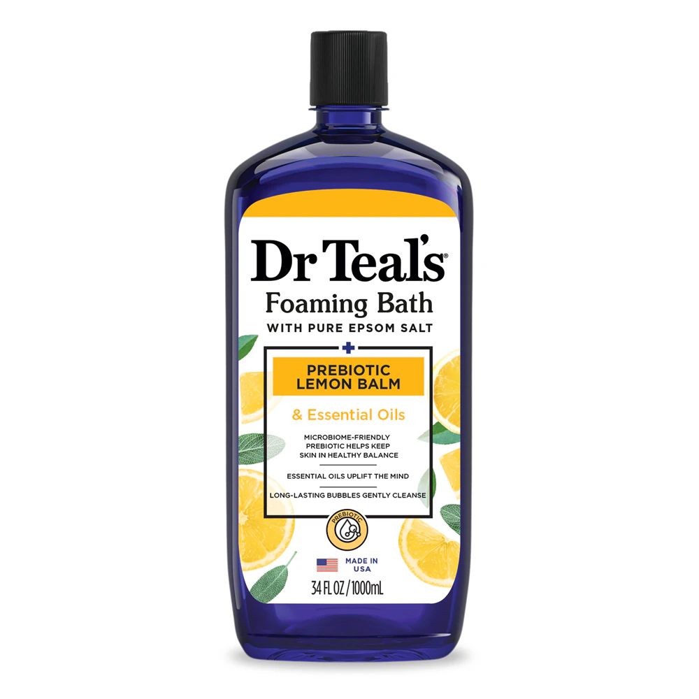 Dr Teal's Foaming Bath with Pure Epsom Salt- Prebiotic Lemon Balm -- 32 fl oz