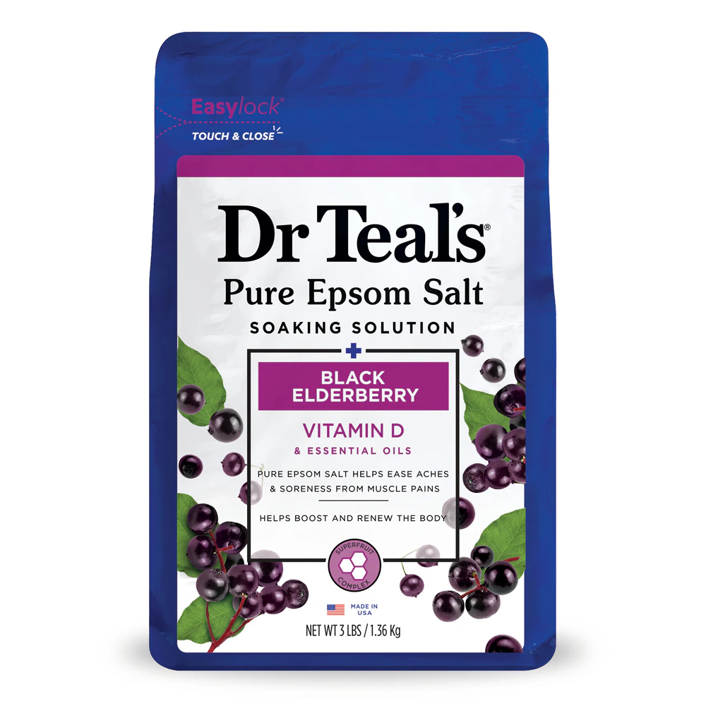 Dr Teal's Pure Epsom Salt Soaking Solution - Black Elderberry -- 3 lbs