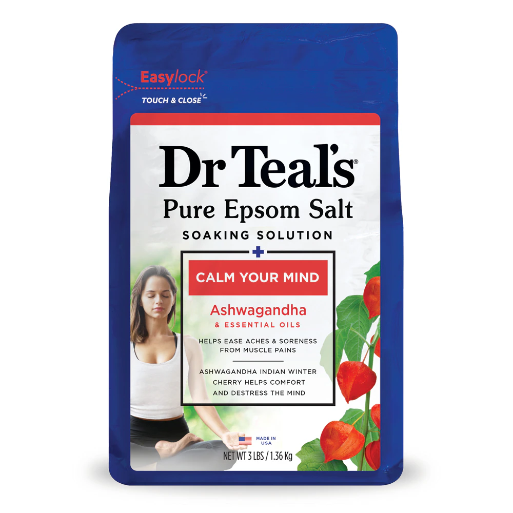 Dr Teal's Pure Epsom Salt Soaking Solution - Calm your Mind with Ashwagandha -- 3 lbs