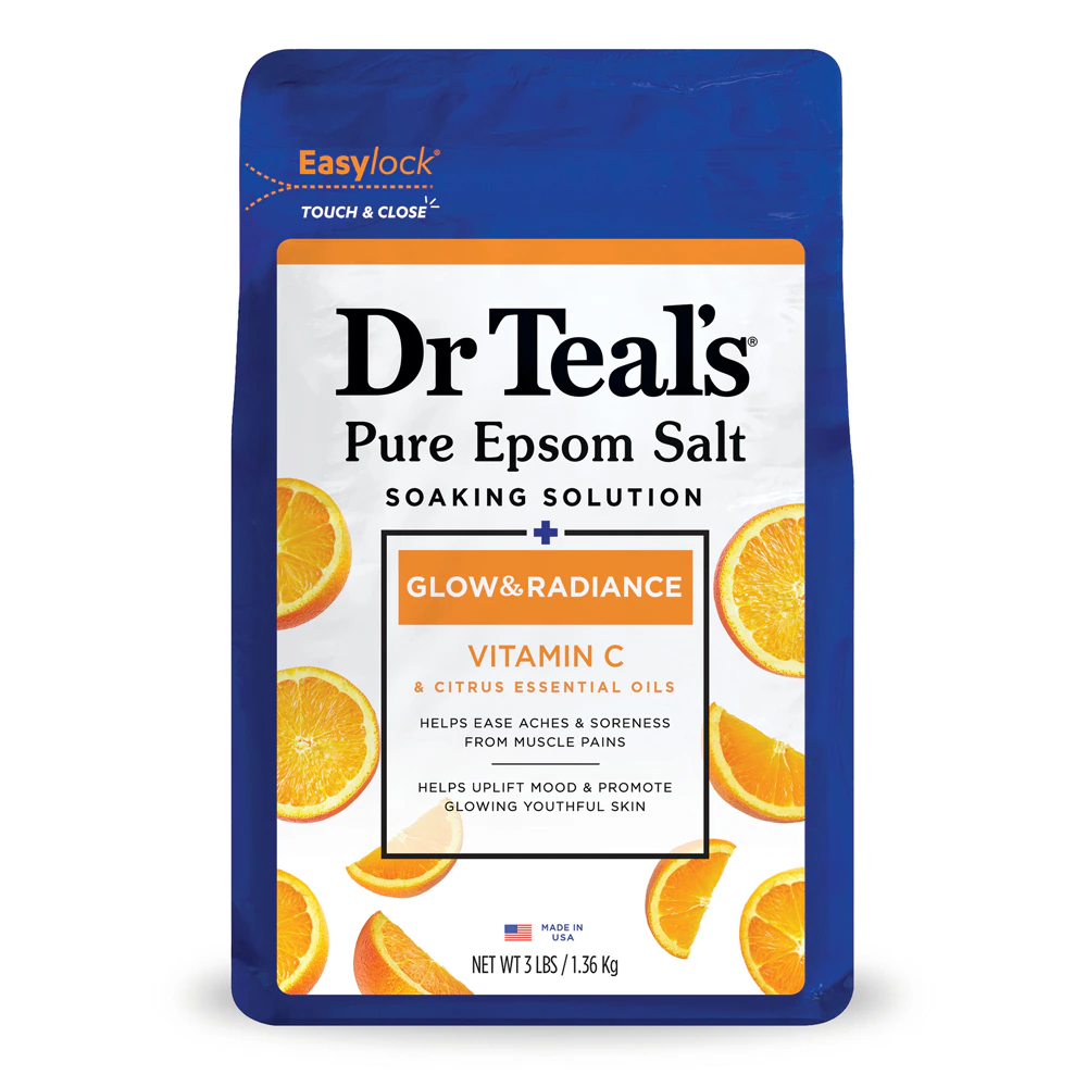 Dr Teal's Pure Epsom Salt Soaking Solution - Glow & Radiance Vitamin C Citrus -- 3 lbs