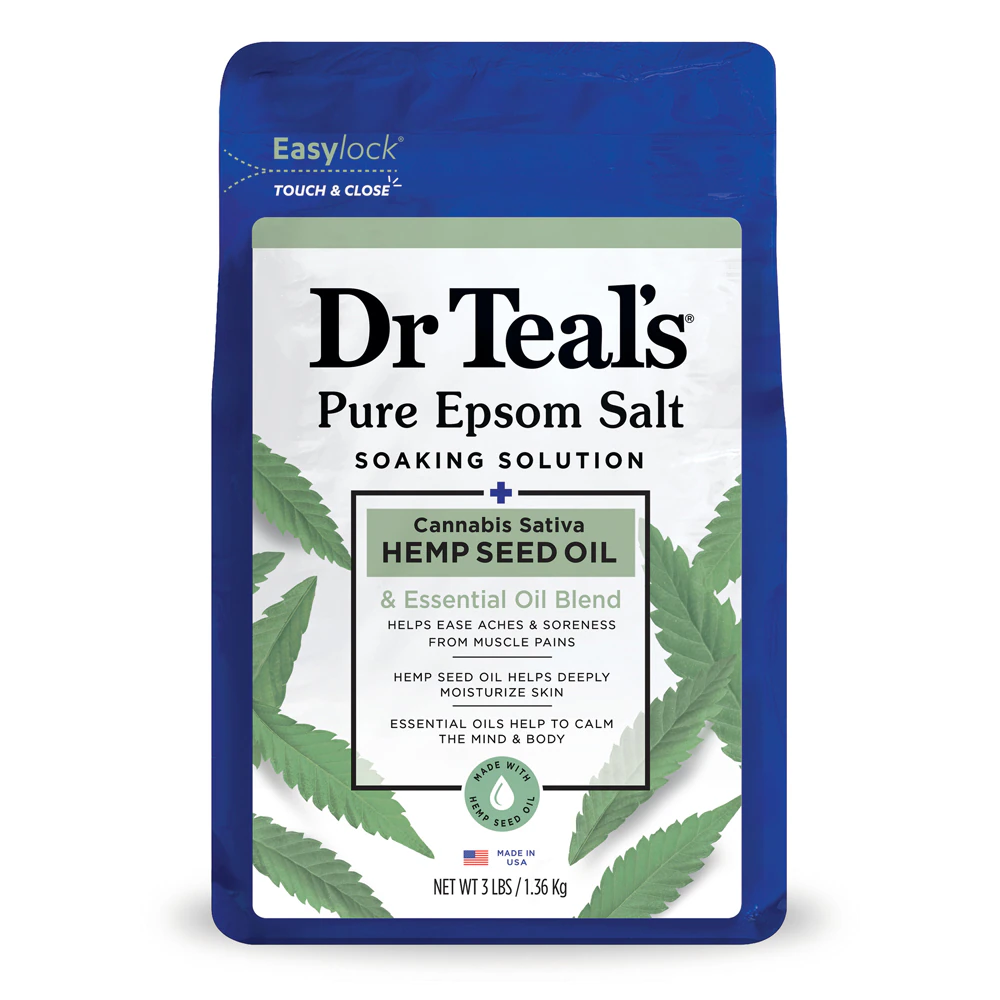 Dr Teal's Pure Epsom Salt Soaking Solution - Hemp Seed Oil -- 3 lbs