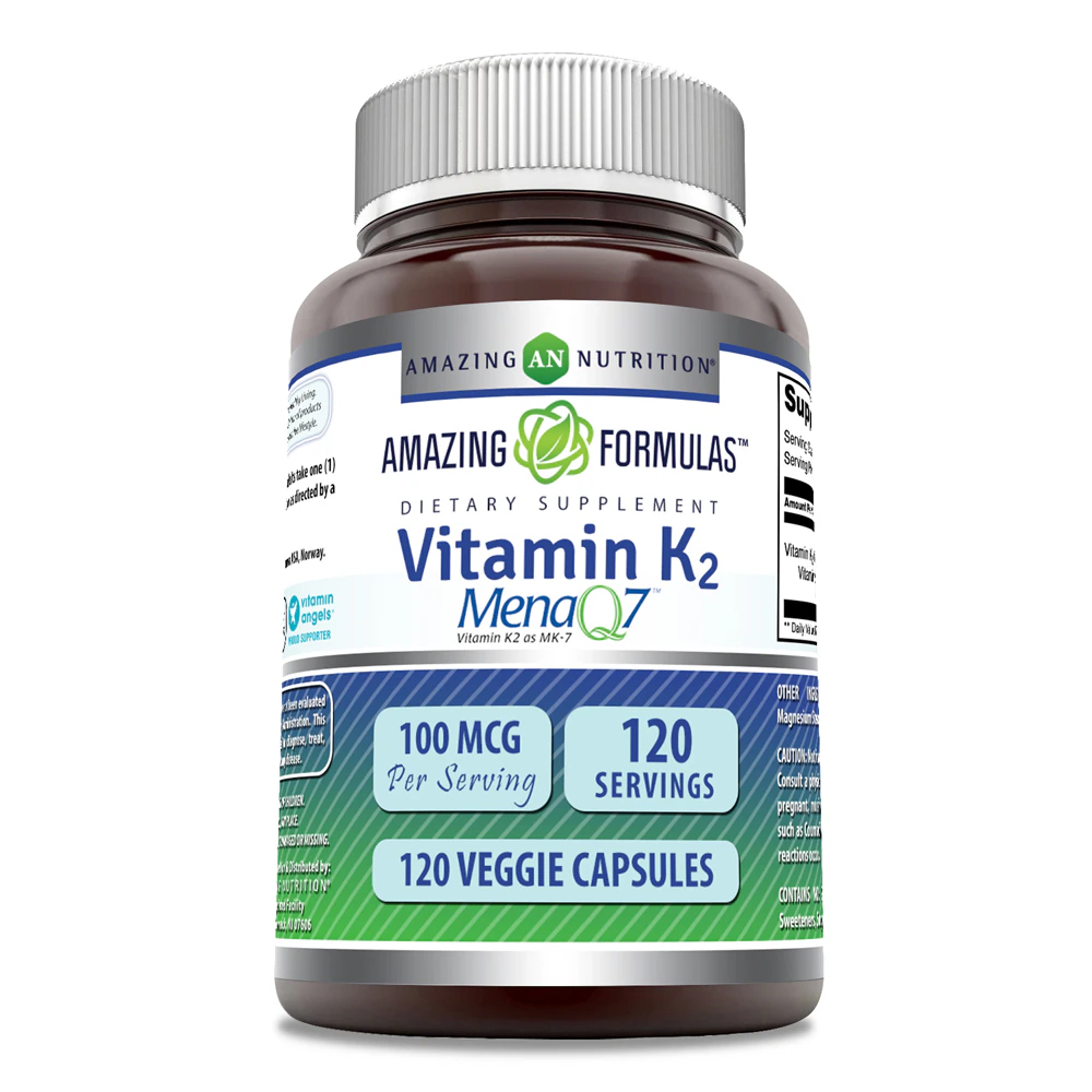 Amazing Nutrition Vitamin K2 MenaQ7 -- 100 mcg - 120 Veggie Capsules