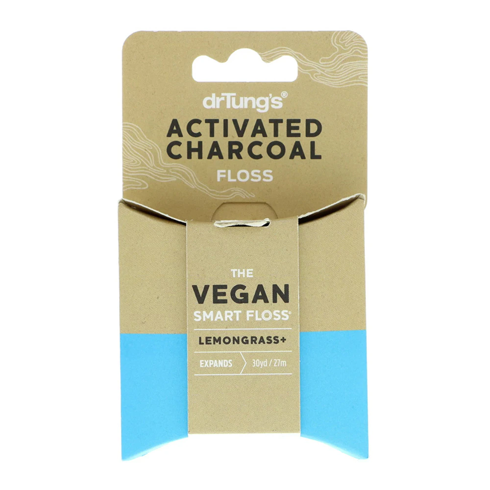drTung's Vegan Activated Charcoal Floss Lemongrass -- 30 Yards