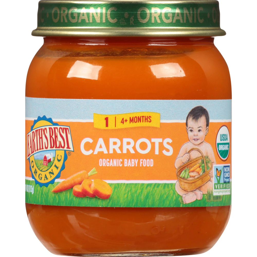 Earth's Best Organic Baby Food Puree 4+ Months Carrots -- 4 oz