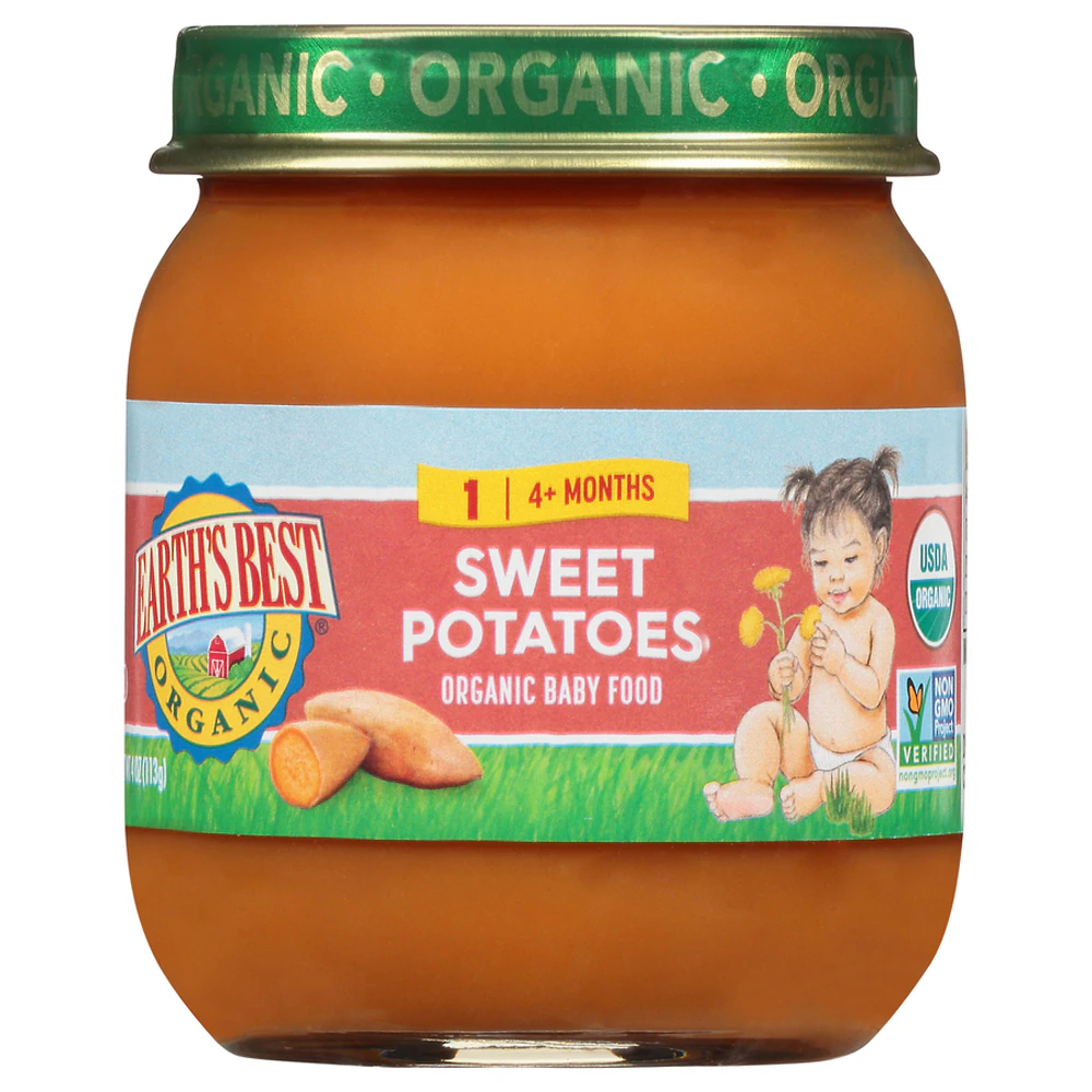 Earth's Best Organic Baby Food Puree 4+ Months Sweet Potatoes -- 4 oz