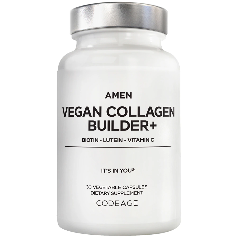 AMEN Vegan Collagen Builder Beauty Nutrition Vitamin C Biotin Organic Fruits -- 30 Vegetable Capsules
