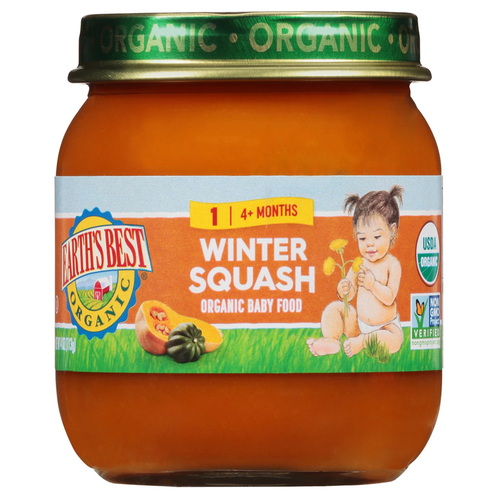 Earth's Best Organic Baby Food Puree 4+ Months Winter Squash -- 4 oz