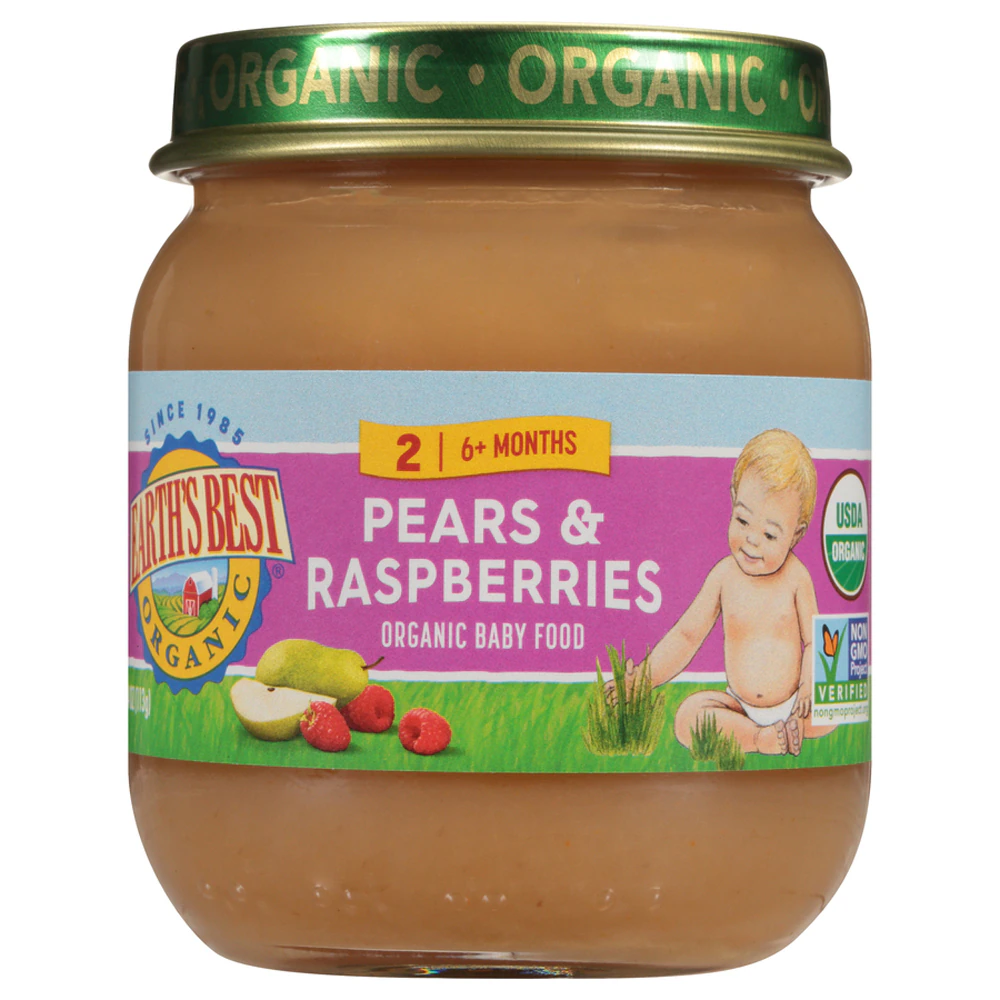 Earth's Best Organic Baby Food Puree 6+ Months Pears and Raspberries -- 4 oz