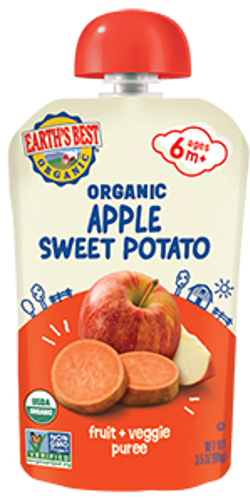 Earth's Best Organic Baby Food Puree 6+ Months Apple Sweet Potato -- 3.5 oz