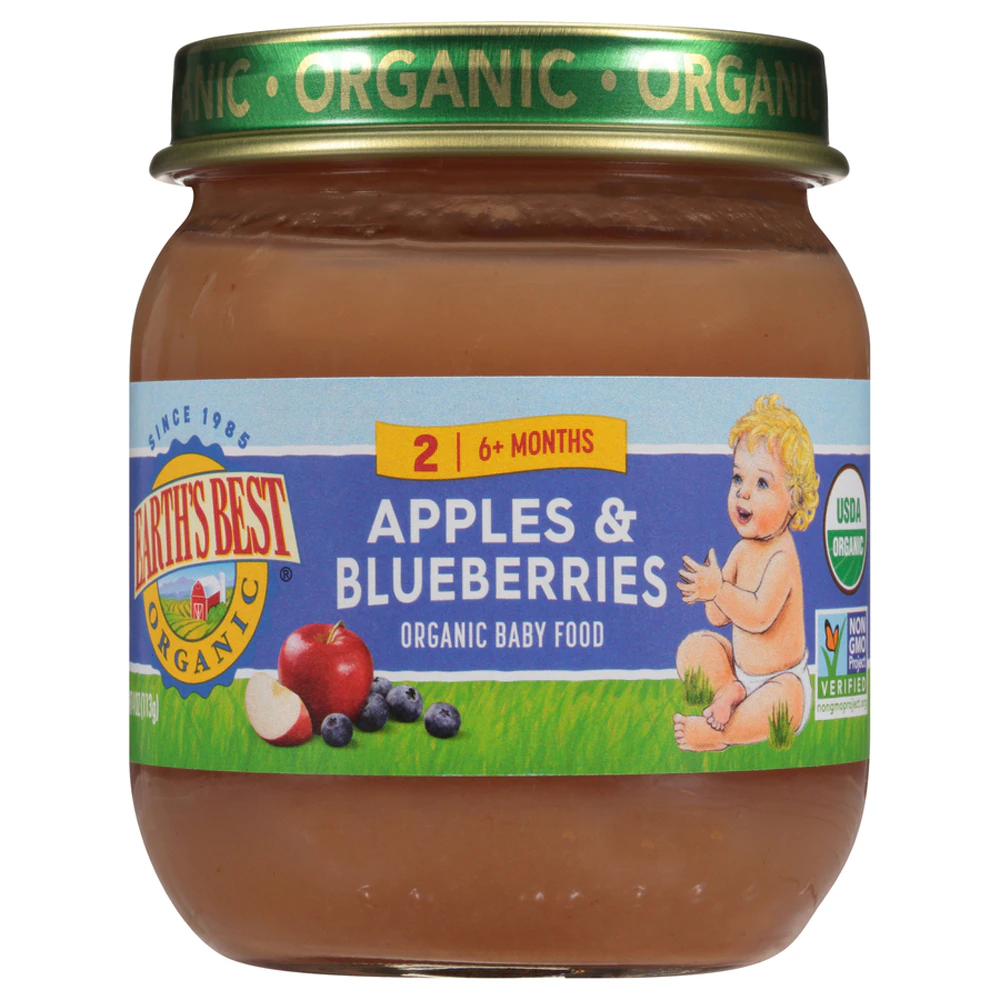 Earth's Best Organic Baby Food Puree 6+ Months Apples & Blueberries -- 4 oz