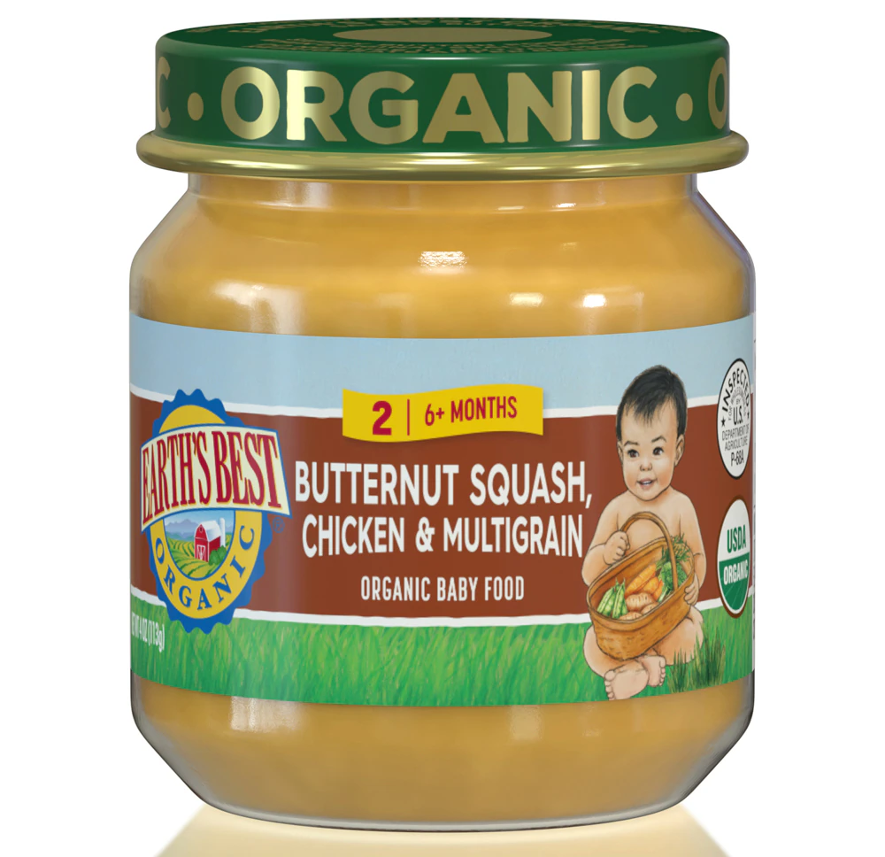 Earth's Best Organic Baby Food Puree 6+ Months Butternut Squash Chicken & Multigrain -- 4 oz