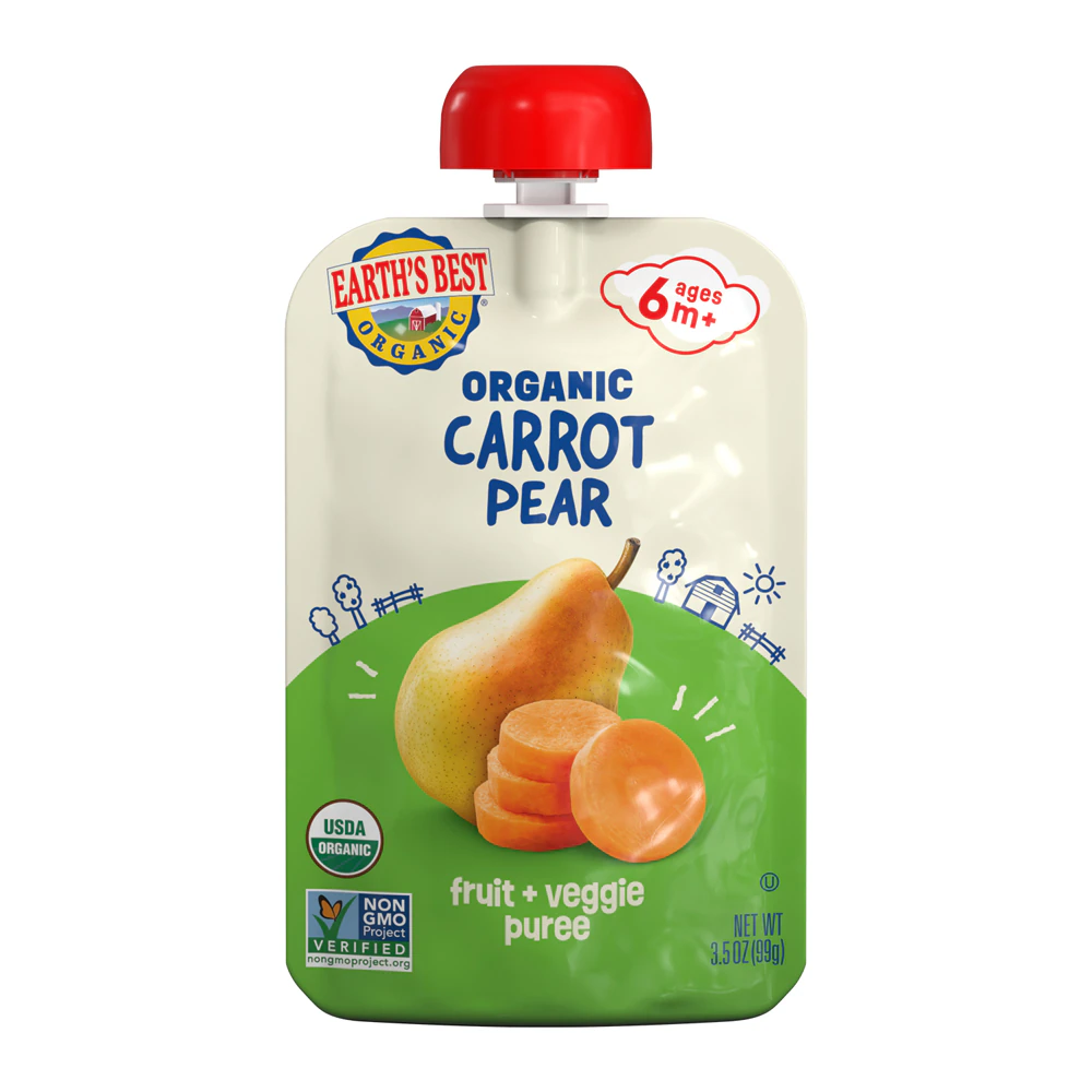 Earth's Best Organic Baby Food Puree 6 + Months Carrot Pear -- 3.5 oz