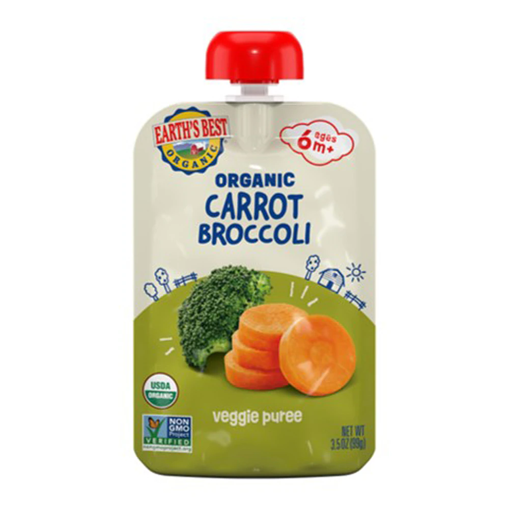Earth's Best Organic Baby Food Puree 6+ Months Carrots & Broccoli -- 3.5 oz