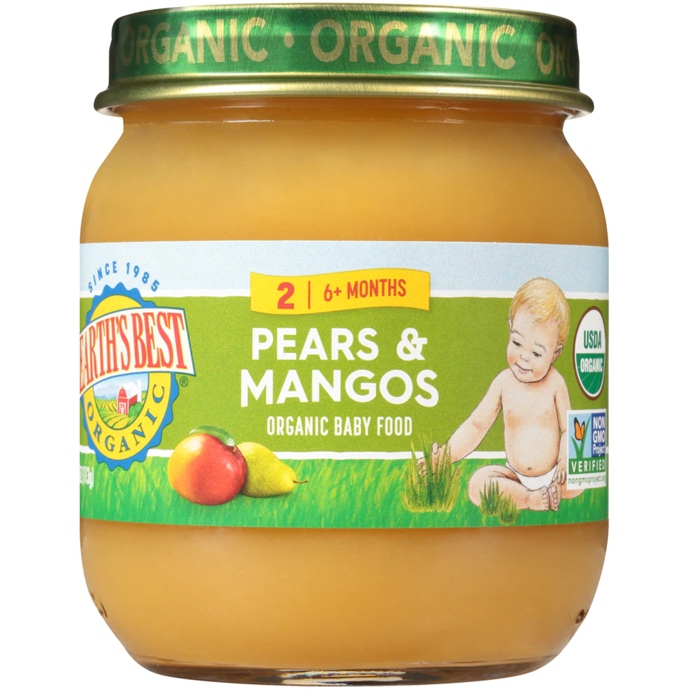 Earth's Best Organic Baby Food Puree 6+ Months Pears and Mangos -- 4 oz