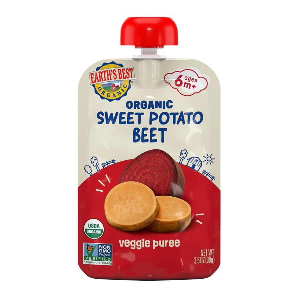 Earth's Best Organic Baby Food Puree 6+ Months Sweet Potato & Beets -- 3.5 oz