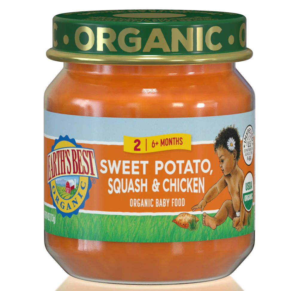 Earth's Best Organic Baby Food Puree 6+ Months Sweet Potato Squash & Chicken -- 4 oz