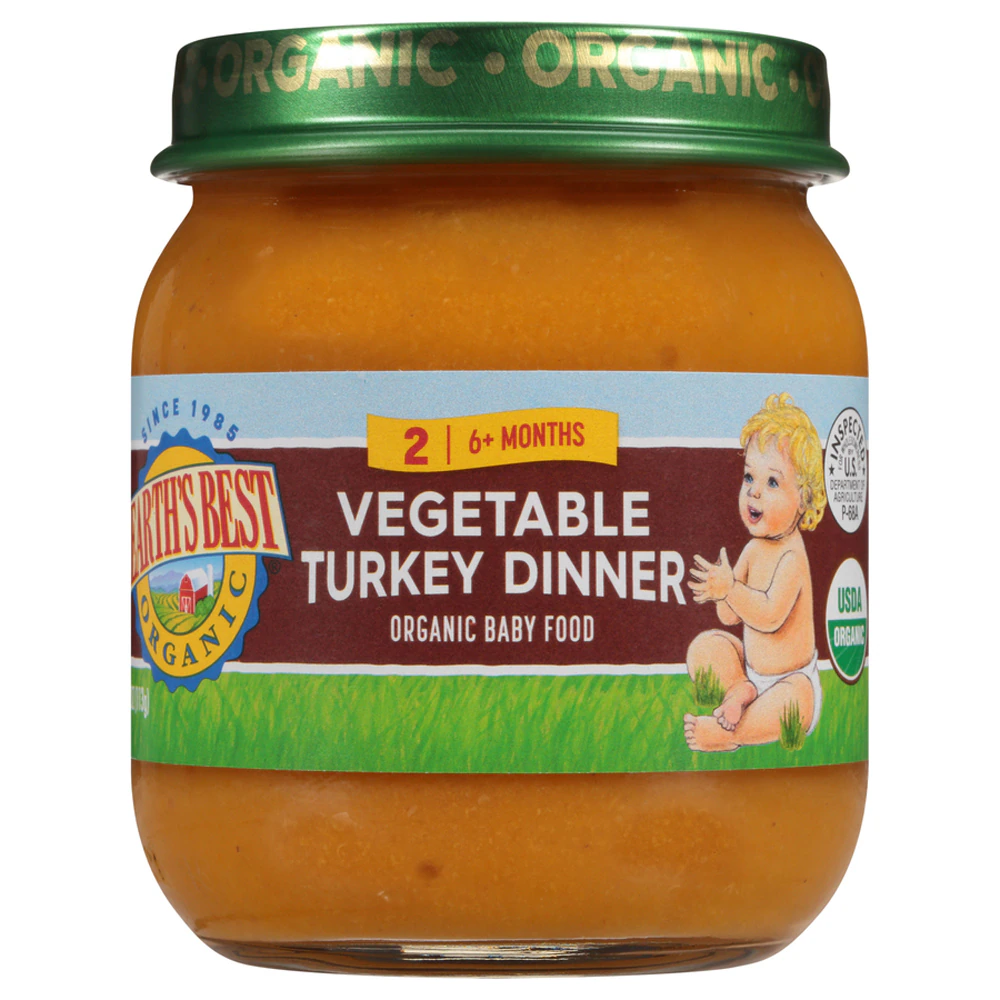 Earth's Best Organic Baby Food Puree 6+ Months Vegetable Turkey Dinner -- 4 oz