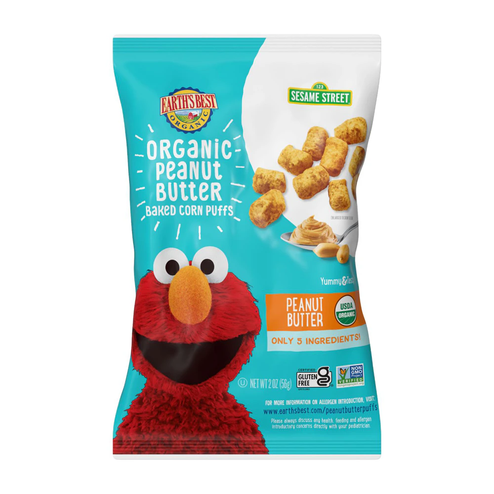 Earth's Best Organic Baked Corn Puffs Toddler Snack Peanut Butter -- 2 oz