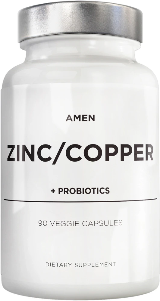 AMEN Zinc & Copper & Probiotics - Zinc Picolinate 50 mg - Vegan Supplement -- 90 Capsules