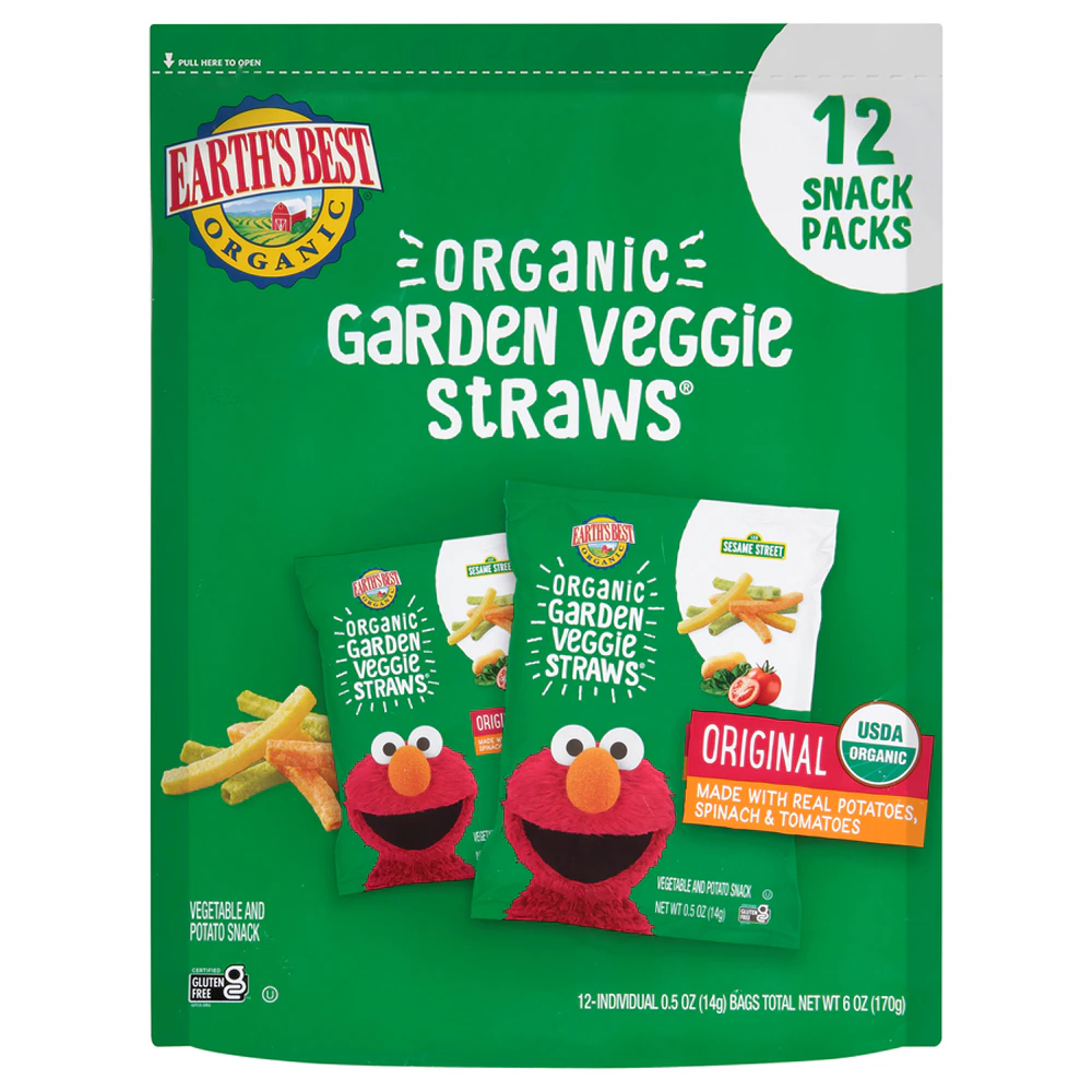 Earth's Best Organic Garden Veggie Straws Toddler Original -- 12 Packs