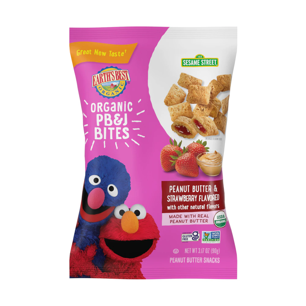 Earth's Best Organic PB&J Bites Toddler Snack 2+ Years Peanut Butter & Strawberry -- 3.17 oz