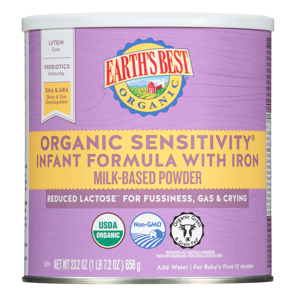 Earth's Best Organic Sensitivity Infant Formula with Iron Milk-Based Powder -- 21 oz