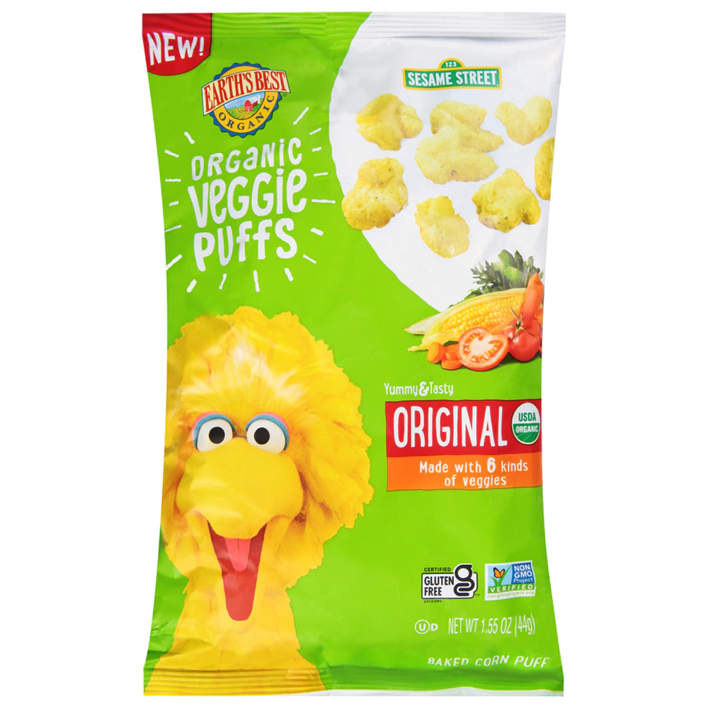 Earth's Best Organic Veggie Puffs Sesame Street Toddler Original -- 1.55 oz