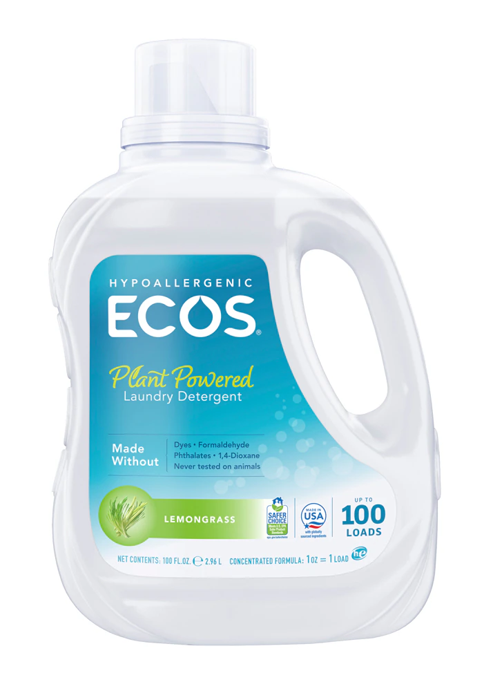 ECOS Hypoallergenic Laundry Liquid Detergent 100 Loads Lemongrass -- 100 fl oz
