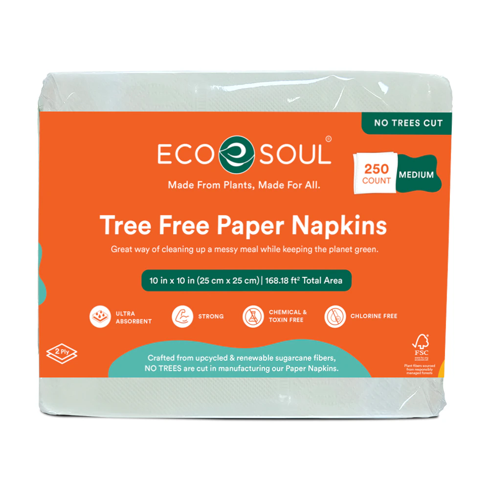 EcoSoul Paper Lunch Napkin Bamboo 2-ply White -- 250 Napkins