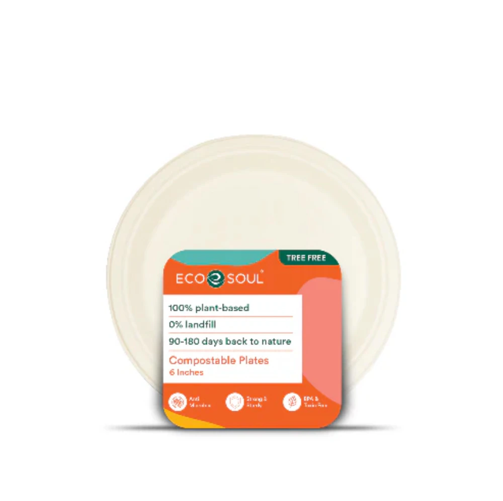 EcoSoul Plates 6-inch Compostable Plant-Based -- 20 Plates