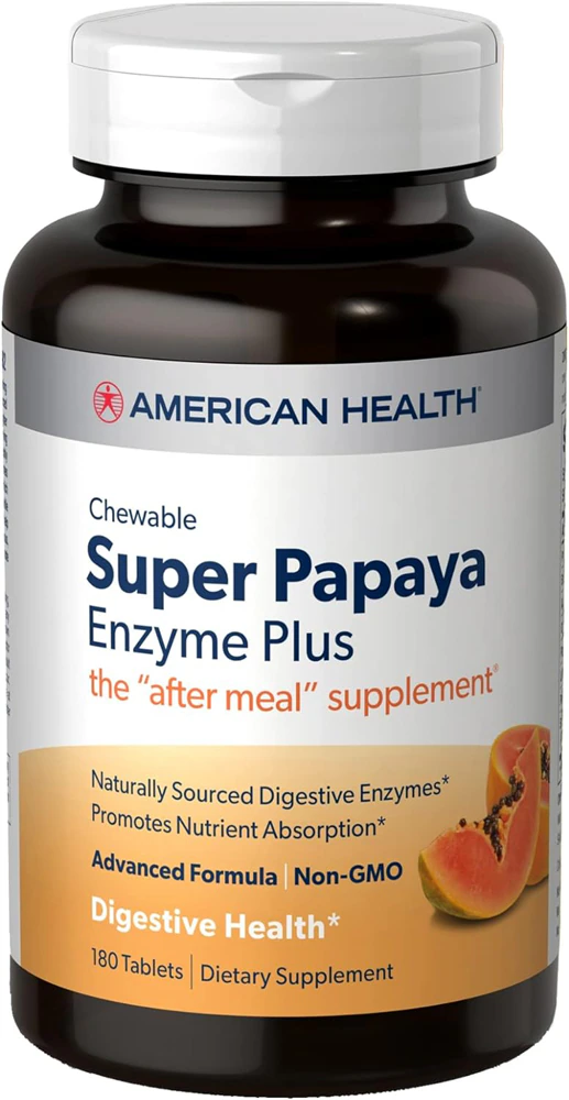 American Health Super Papaya Enzyme Plus Chewable -- 180 Chewable Tablets