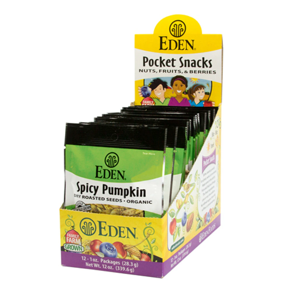 Eden Foods Pocket Snacks Organic Spicy Pumpkin -- 1 oz Each / Pack of 12