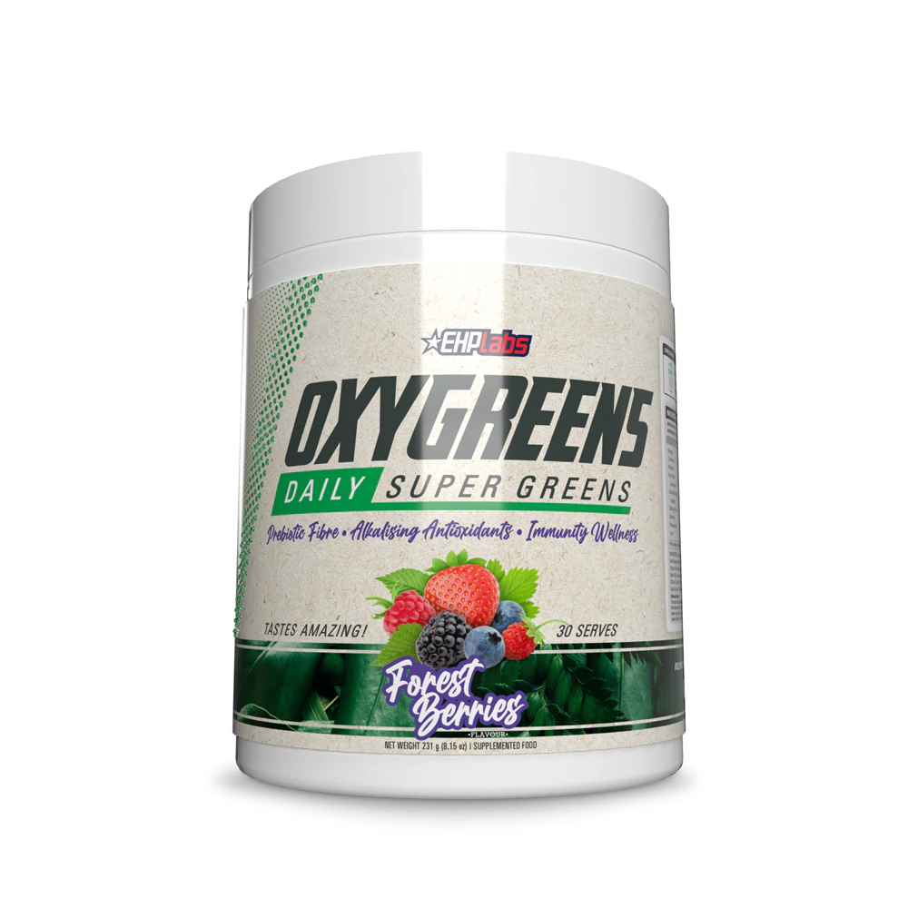 EHPLabs OxyGreens Super Greens Powder - Spirulina & Chlorella Superfood Forest Berries -- 30 Servings