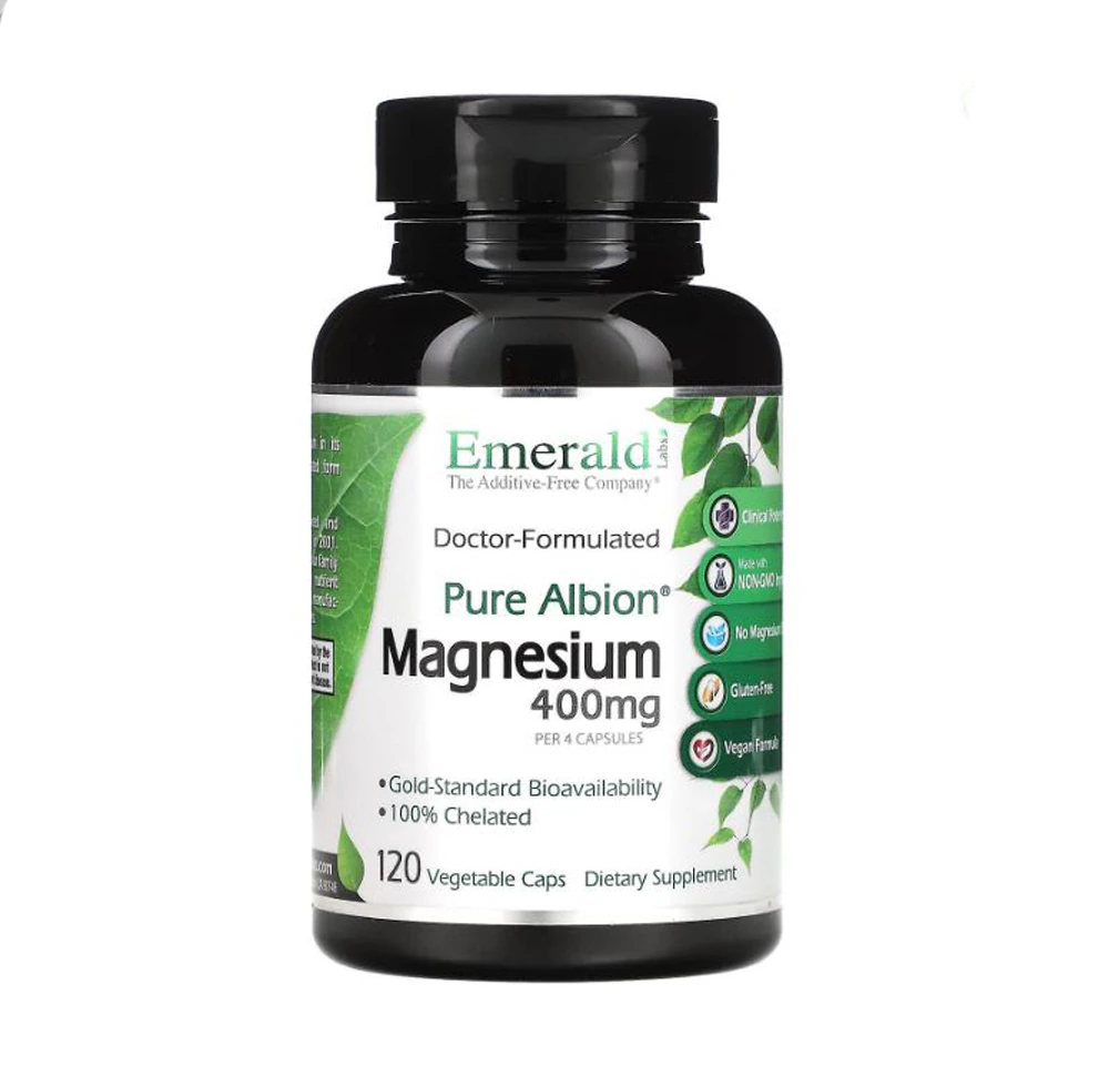 Emerald Labs Pure Albion Magnesium -- 400 mg - 120 Vegetable Caps