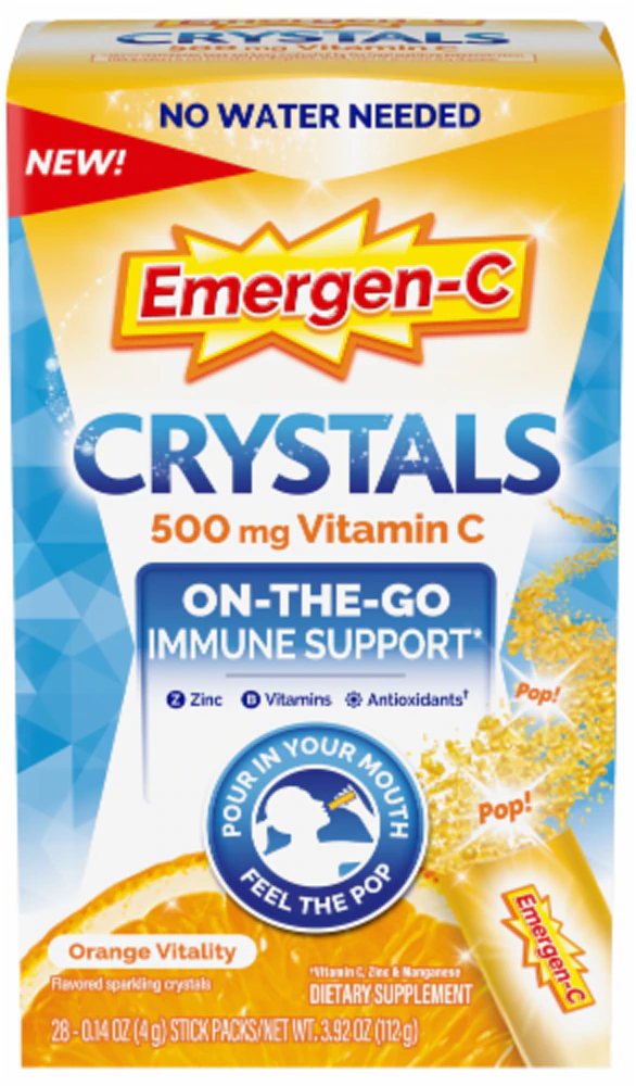 Emergen-C Crystals On-The-Go Immune Support Orange Vitality -- 28 Stick Packs