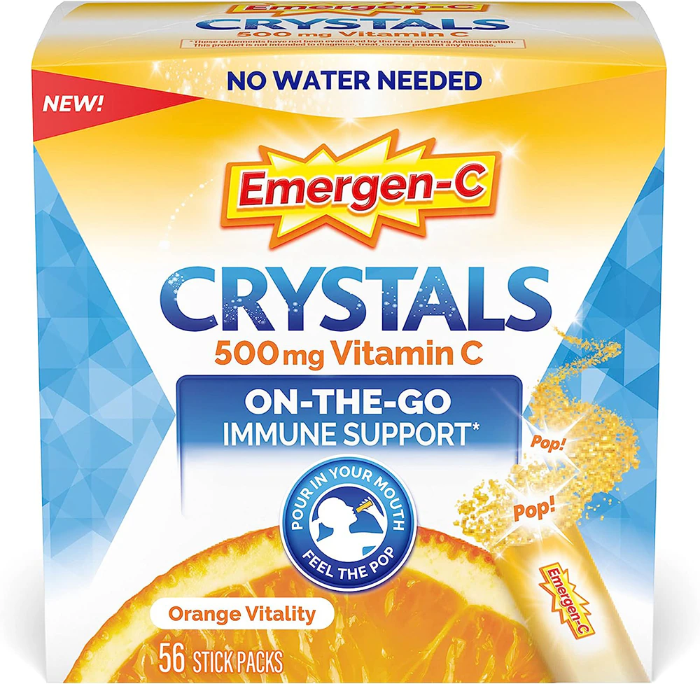 Emergen-C Crystals On-The-Go Immune Support Orange Vitality -- 56 Stick Packs