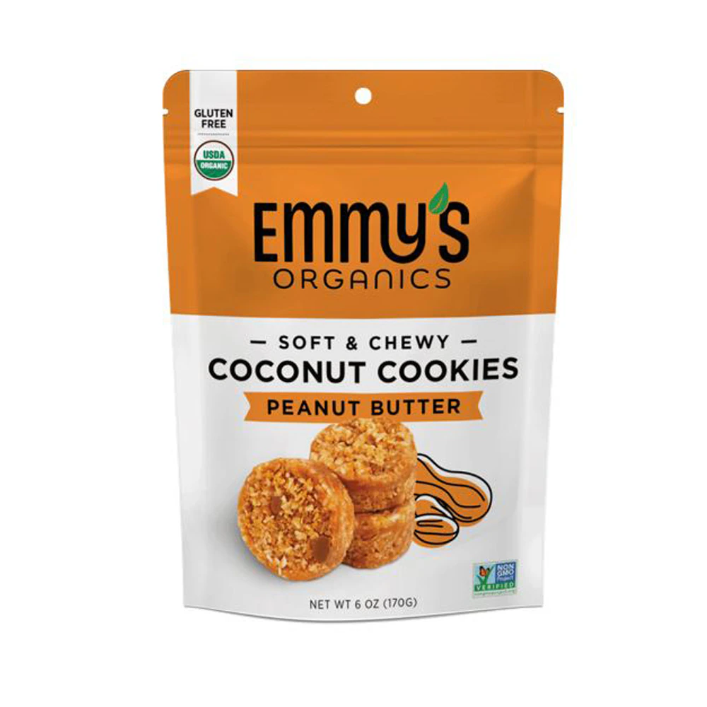 Emmy's Organics Coconut Cookies Gluten Free Vegan Peanut Butter -- 6 oz